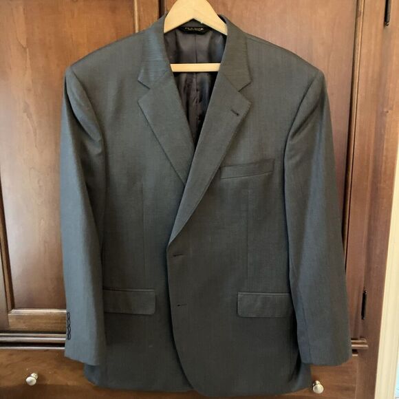 JOS A‎ BANK Signature Gold Blazer mens 44 R Sport Coat gray WOOL suit jacket - Picture 1 of 12